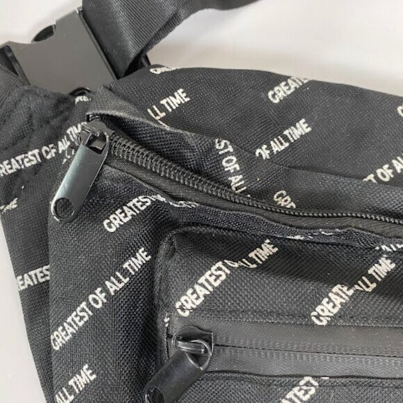 "GREATEST OF ALL TIME" Black White Men's Fanny Pack Waist Bag Belt Bag - Picture 5 of 6
